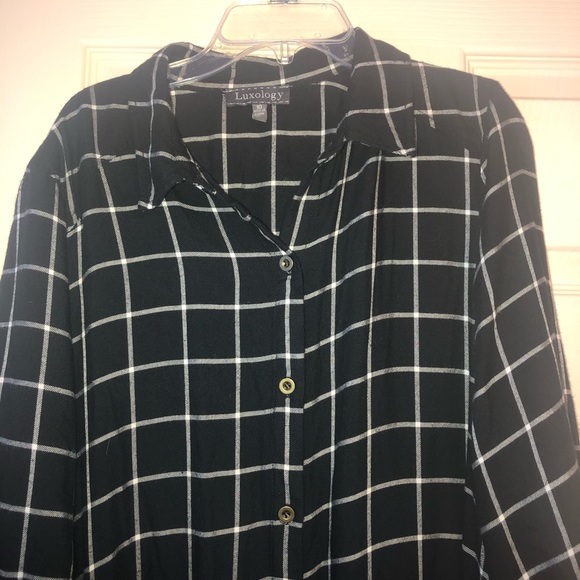 Luxology Plaid High Low Shirt Dress - Picture 3 of 4